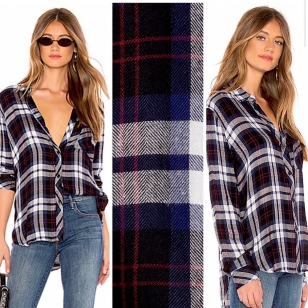 RAILS HUNTER PLAID SHIRT NAVY WHITE MAGENTA SIZE S